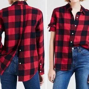 Levi’s Button Back & Front Detail Buffalo Plaid Check Boyfriend Fit Flannel